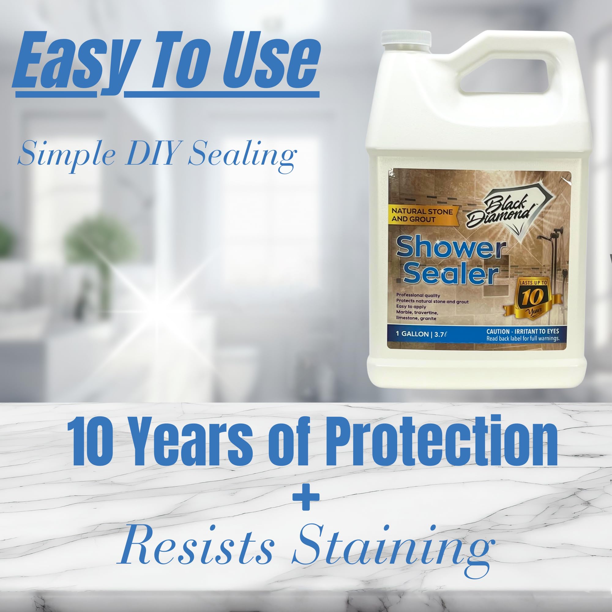 Natural Stone and Grout Penetrating Shower Sealer. Marble, Granite Travertine, Limestone. Protects Making Them Easy to Clean. Works Also on Grout in Tile, Ceramic, and Porcelain. 1-Quart