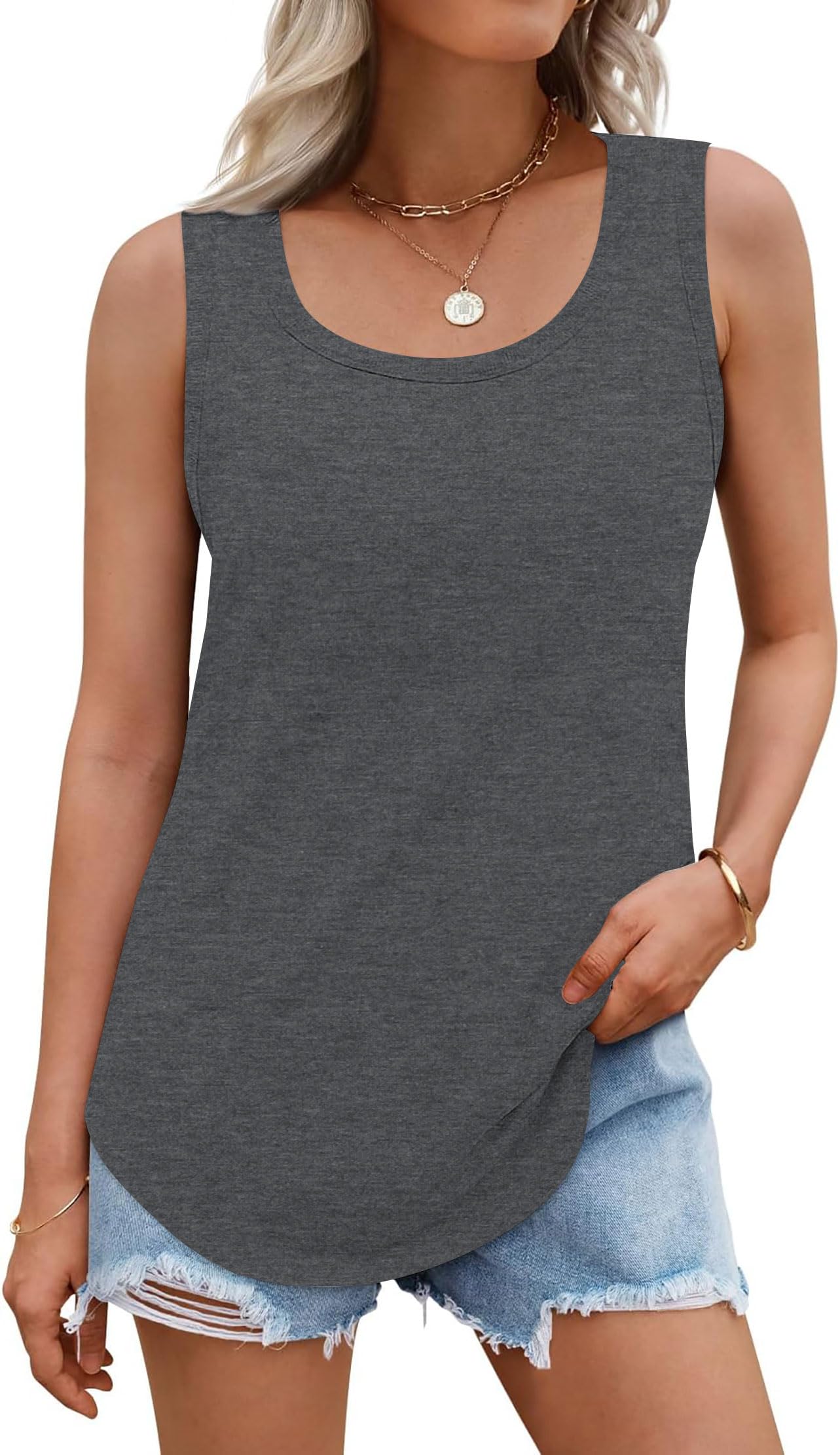 rosemia Tank Tops for Women Summer Sleeveless Casual Loose Fit Tunic Tops 2026