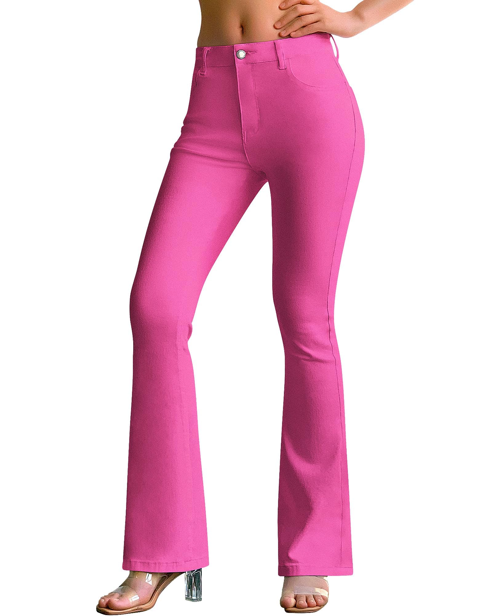 roswear Women's Trendy Stretchy Flare Jeans Mid Rise Bootcut Curvy Denim Pants