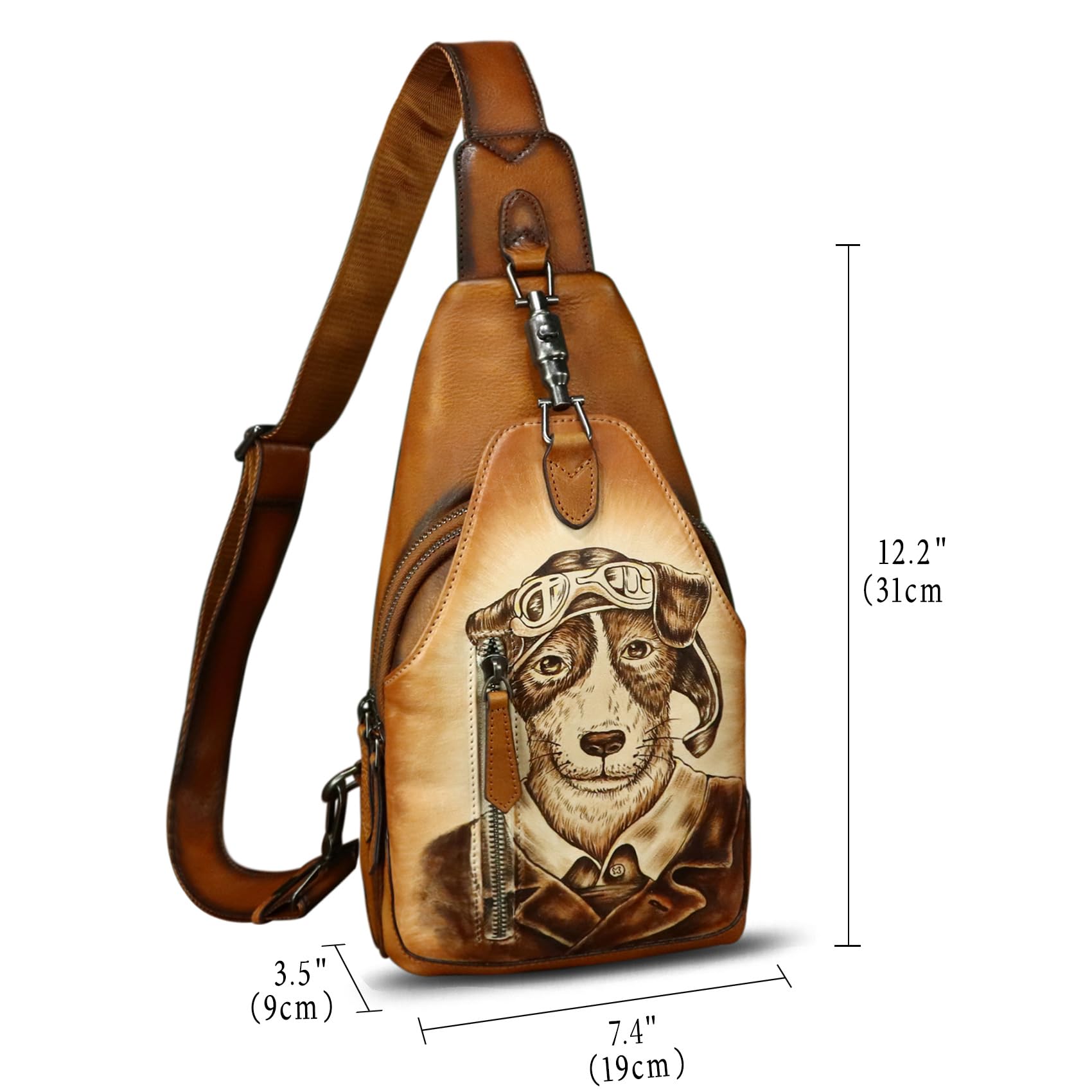 Genuine Leather Sling Bag for Men and Women Real Leather Shoulder Crossbody Bag Chest Bag Sling Backpack Purse