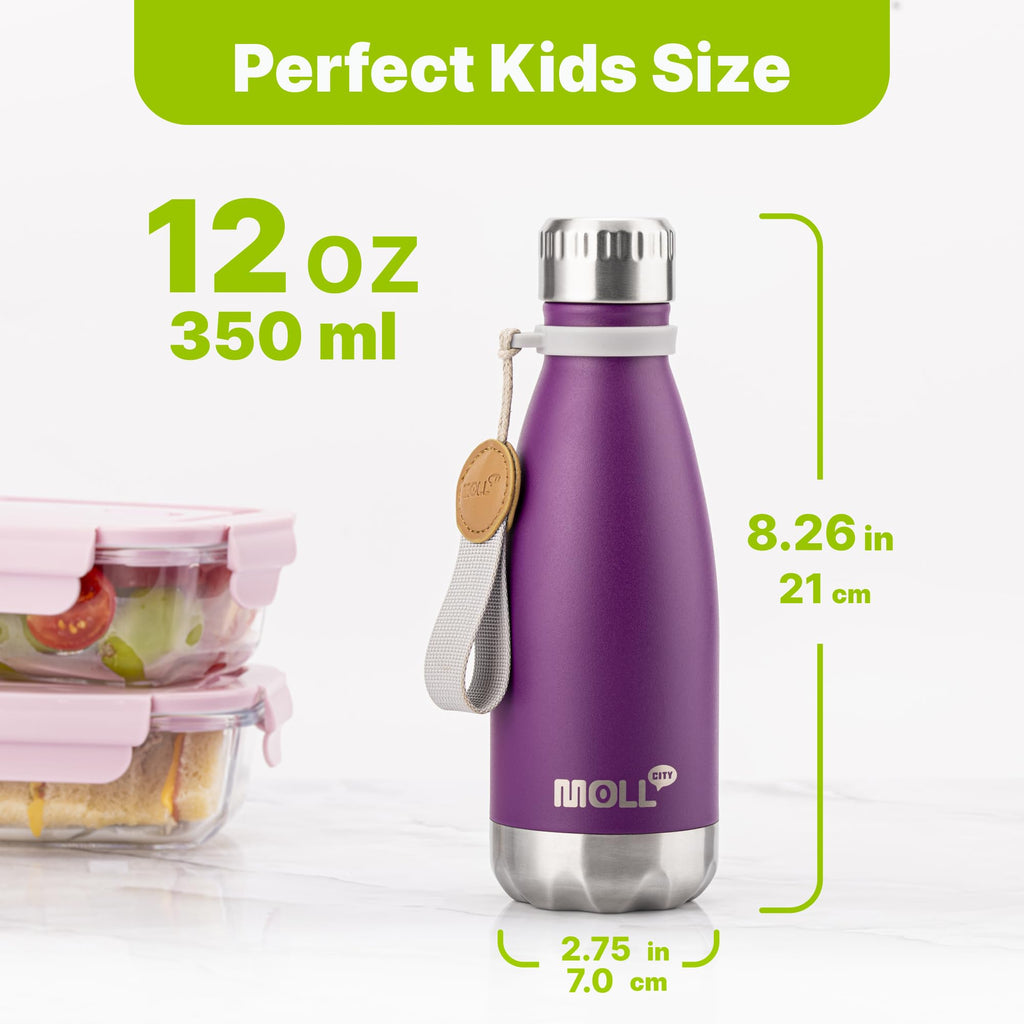 9 oz Water Bottle for Kids-Small Stainless Steel Water Bottle for School Vacuum Insulated Metal Leak Proof Cola Shape Water Flask for Boys Girls(Baby Blue)