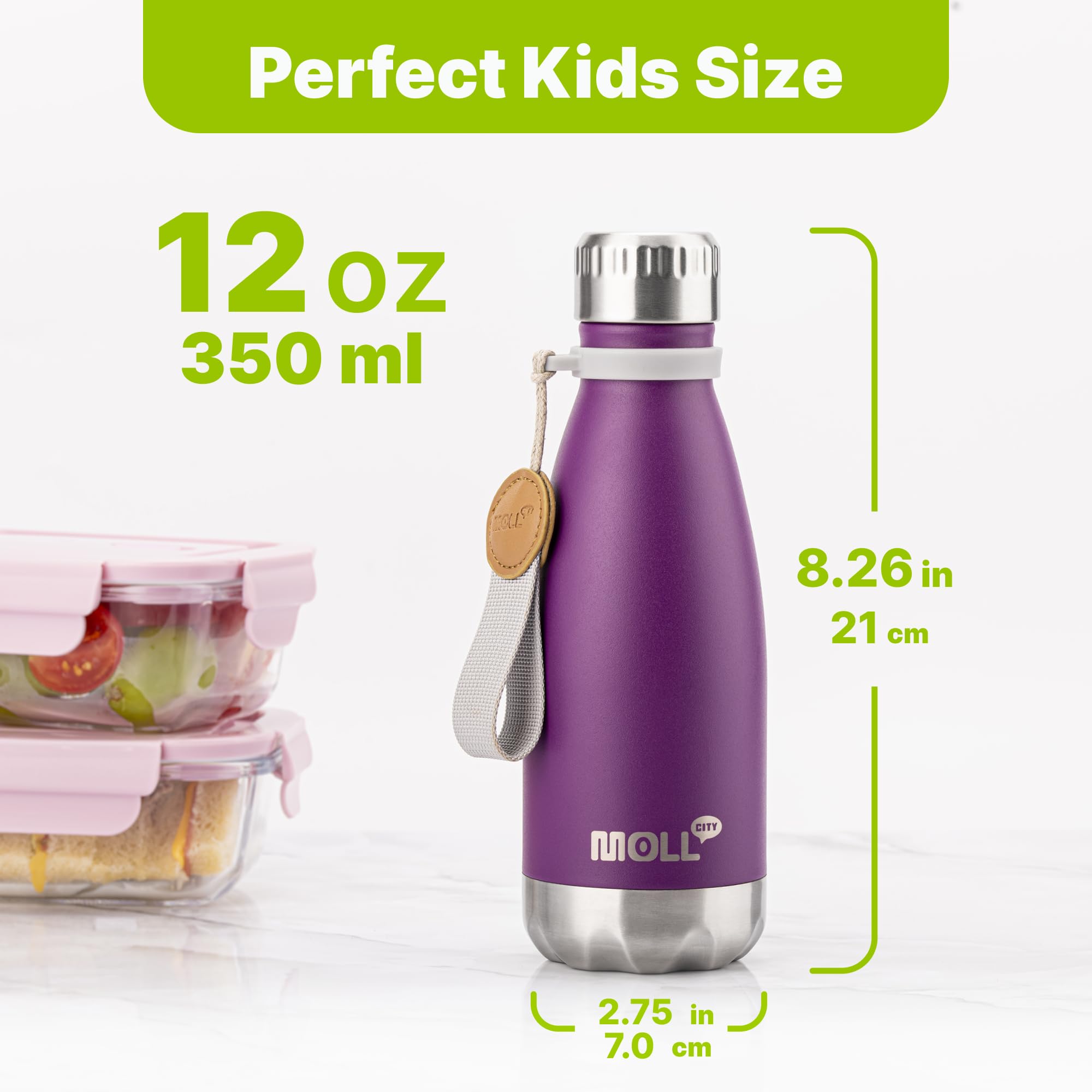 9 oz Water Bottle for Kids-Small Stainless Steel Water Bottle for School Vacuum Insulated Metal Leak Proof Cola Shape Water Flask for Boys Girls(Baby Blue)