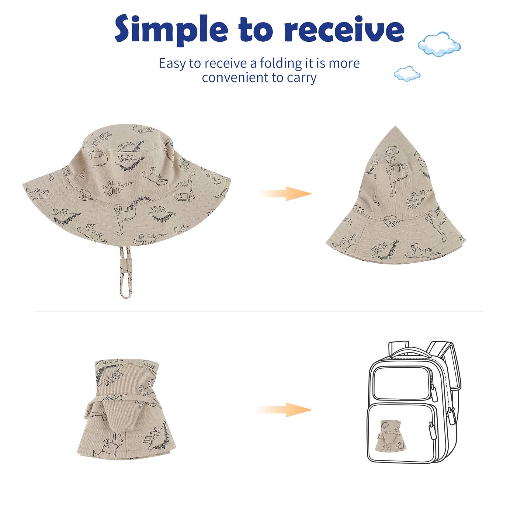 Durio UPF 50+ Beach Baby Sun Hat Sun Protection Cute Wide Brim Summer Baby Boy Bucket Hats Toddler Sun Hats for Girl