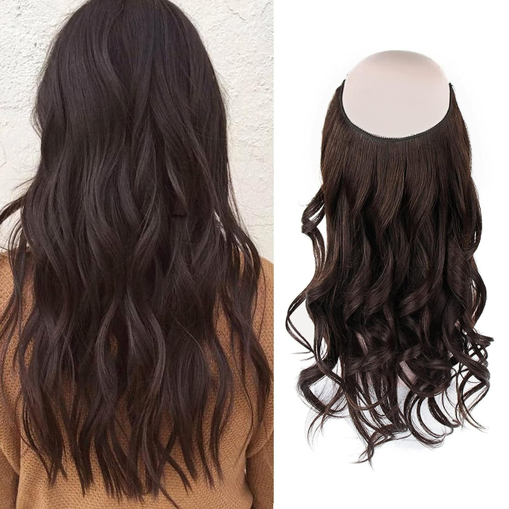 Sassina Invisible Wire Hair Extensions Real Human Hair with Transparent Wire Adjustable Size Secure Clips Natural Straight Secret Miracle Hairpiece, #1 Jet Black 12 Inch 70 Gram