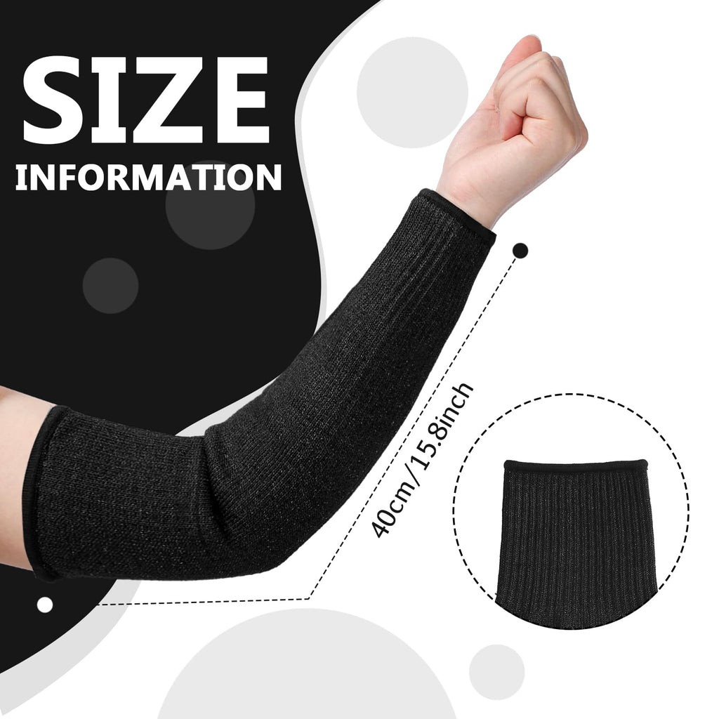 Sintege 3 Pairs Arm Protectors for Thin Skin and Bruising Cut Resistant Forearm Sleeve Level 5 Arm Burn Protection Sleeve (Black,7.9 Inch)