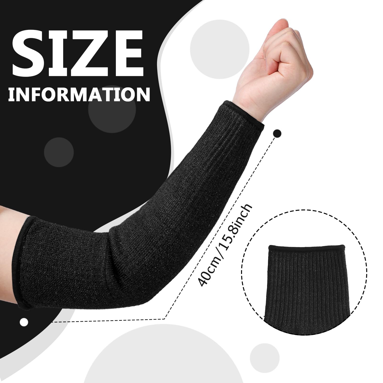 Sintege 3 Pairs Arm Protectors for Thin Skin and Bruising Cut Resistant Forearm Sleeve Level 5 Arm Burn Protection Sleeve (Black,7.9 Inch)