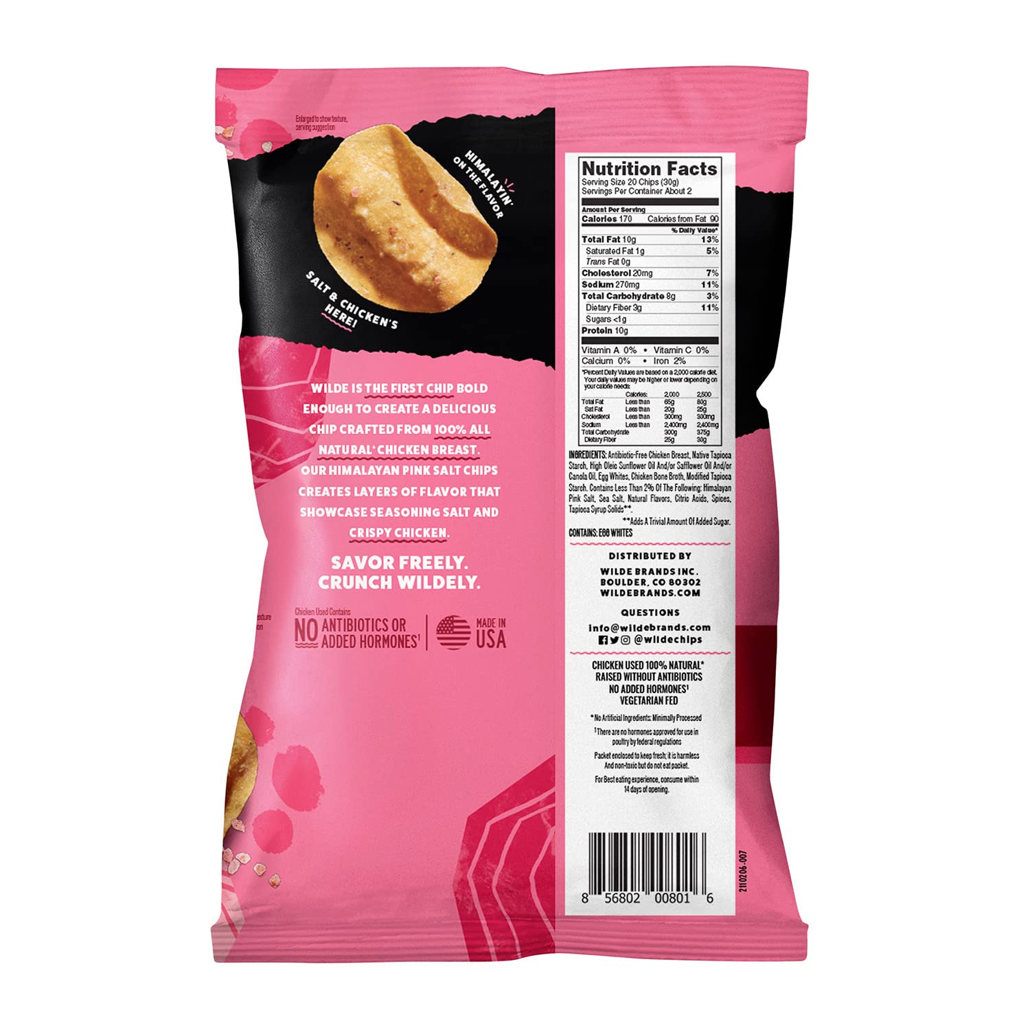 WILDE Protein Chips Barbeque, Thin and Crispy High Protein Snacks, Keto Friendly, Low Carb Chips, Real Ingredients, 1.34oz (Pack of 8)