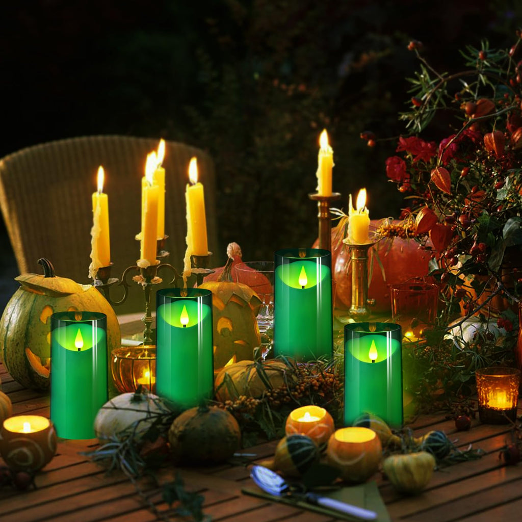 NURADA Flameless Candles with Remote Timer: 3D Wick Battery Operated Led Pillar Acrylic Fake Candle Set for Home Decoration Romantic Ambiance - Gold 2 Pack