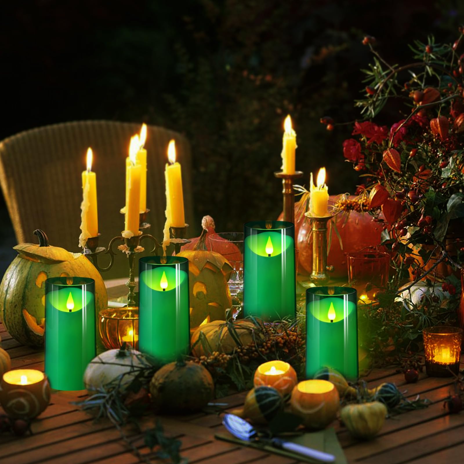 NURADA Flameless Candles with Remote Timer: 3D Wick Battery Operated Led Pillar Acrylic Fake Candle Set for Home Decoration Romantic Ambiance - Gold 2 Pack