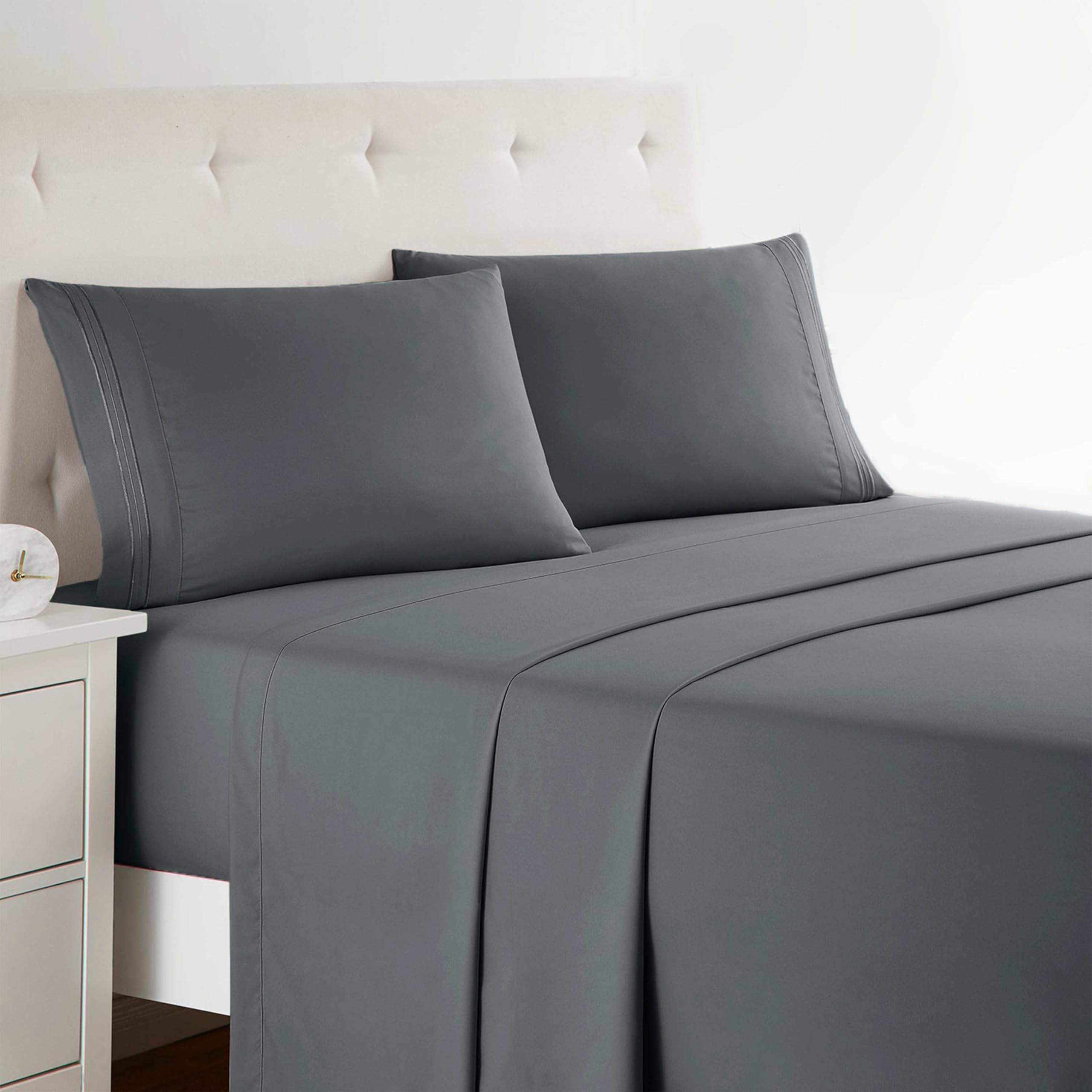 Clara Clark Bed Sheets, Premier 1800 Series 4 Piece Bed Sheet Set, Deep Pocket, Wrinkle, Fade, Stain Resistant, Luxury Soft Bedding Sheets & Pillowcases, Twin, Beach Blue
