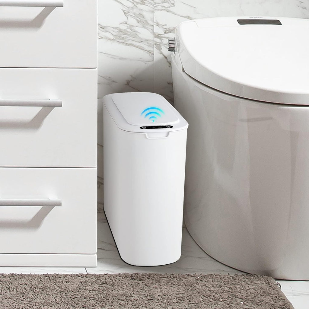 Cesun Automatic Motion Sensor Black Bathroom Trash Can with Lid, 2.6 Gallon Touchless Trash Bin, Smart Plastic Slim Garbage Can Small Wastebasket for Toilet, Office, rv, Bedroom, Living Room