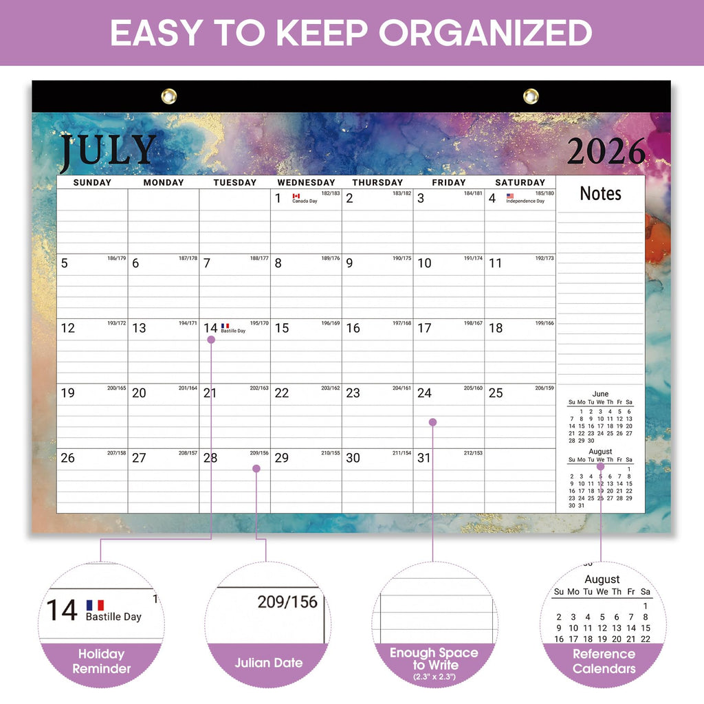 Desk Calendar 2026-2027, 21-Month Calendar Runs Until June 2027, Large 17" x 12" Monthly Desktop & Wall Calendar for Home & Office - Floral