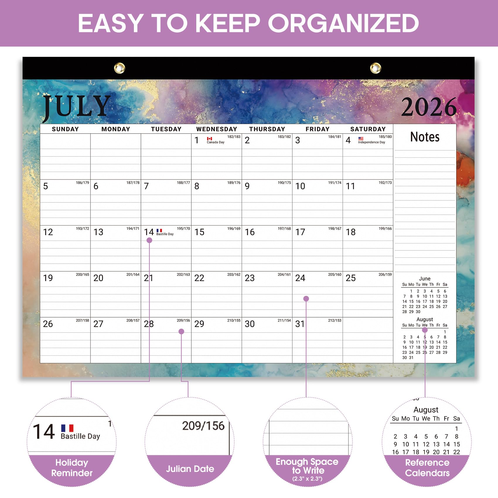 Desk Calendar 2026-2027, 21-Month Calendar Runs Until June 2027, Large 17" x 12" Monthly Desktop & Wall Calendar for Home & Office - Floral