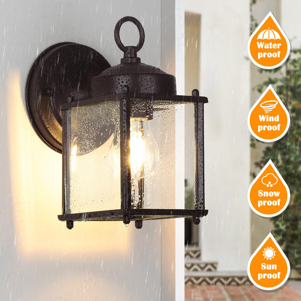 MATAMEYE Outdoor Wall Lantern, Exterior Dark Chocolate Waterproof Wall Sconce Lighting Fixture, Front Door Wall Lamp with Clear Beveled Glass, 2 Pack