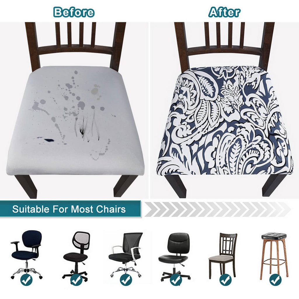 SearchI Seat Covers for Dining Room Chairs Stretch Printed Chair Seat Covers Set of 2, Removable Washable Upholstered Chair Seat Protector Cushion Slipcovers for Kitchen, Office(Ball Flower)