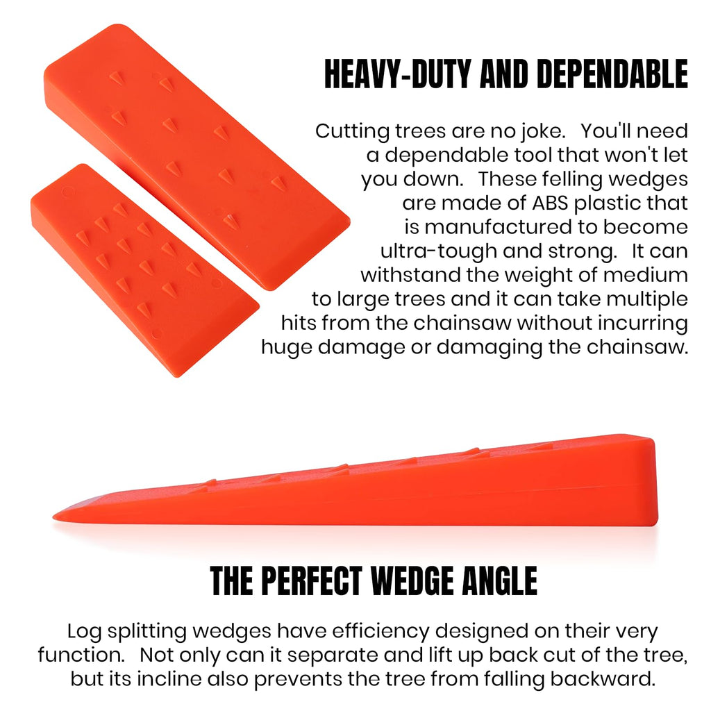 AR-PRO 6 Pack Tree Felling Wedges with Spikes for Safe Tree Cutting – 5.5” Wedges with Storage Bag; 6 Felling Dogs to Guide Trees Stabilize and Safely to Ground for Loggers and Fallers