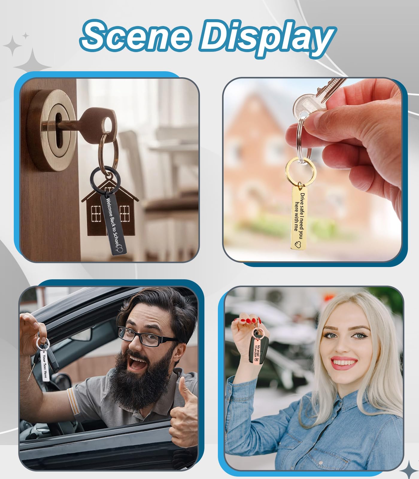 Customized Double-sided Keychain Stainless Steel Personalized Engraved Text Name Keychain Gifts for Men and Women