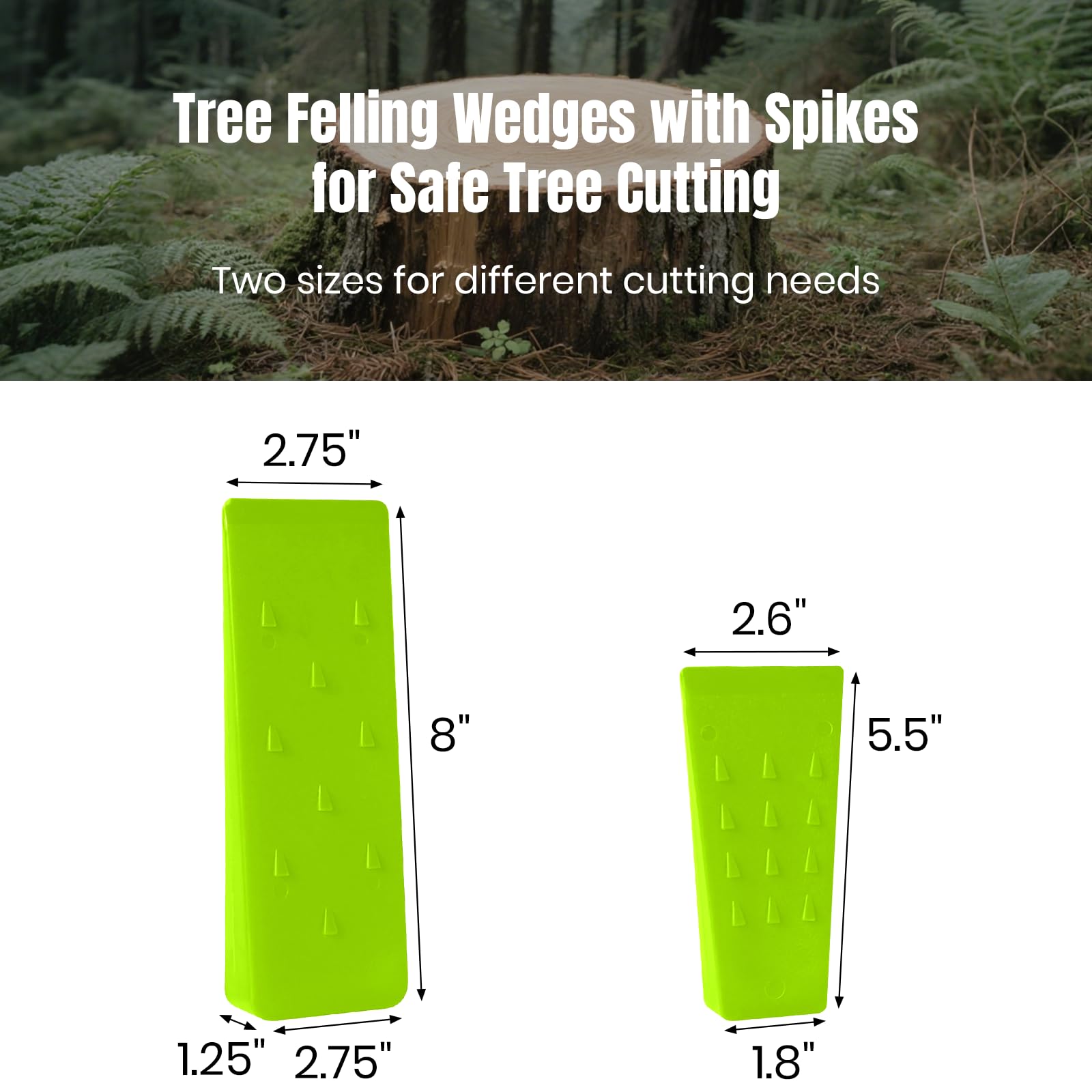 AR-PRO 6 Pack Tree Felling Wedges with Spikes for Safe Tree Cutting – 5.5” Wedges with Storage Bag; 6 Felling Dogs to Guide Trees Stabilize and Safely to Ground for Loggers and Fallers