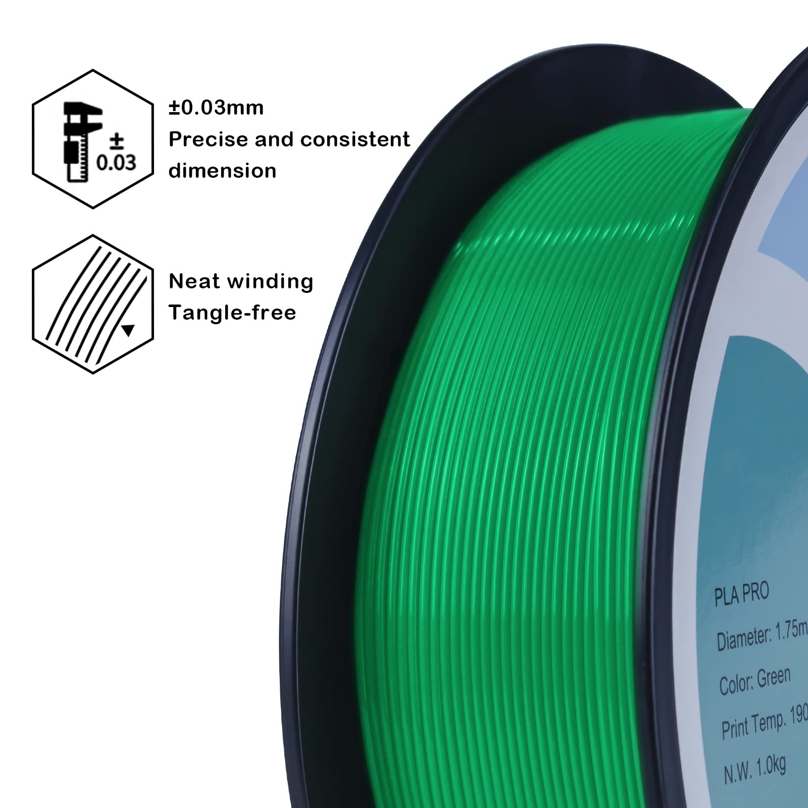 ZIRO 3D Printer Filament, PLA Filament 1.75mm, Black pla 1KG(2.2lbs), Dimensional Accuracy +/- 0.03mm, Fits Most FDM Printer AMS System,3D Printing Filament Spool Black (Plastic Reel)