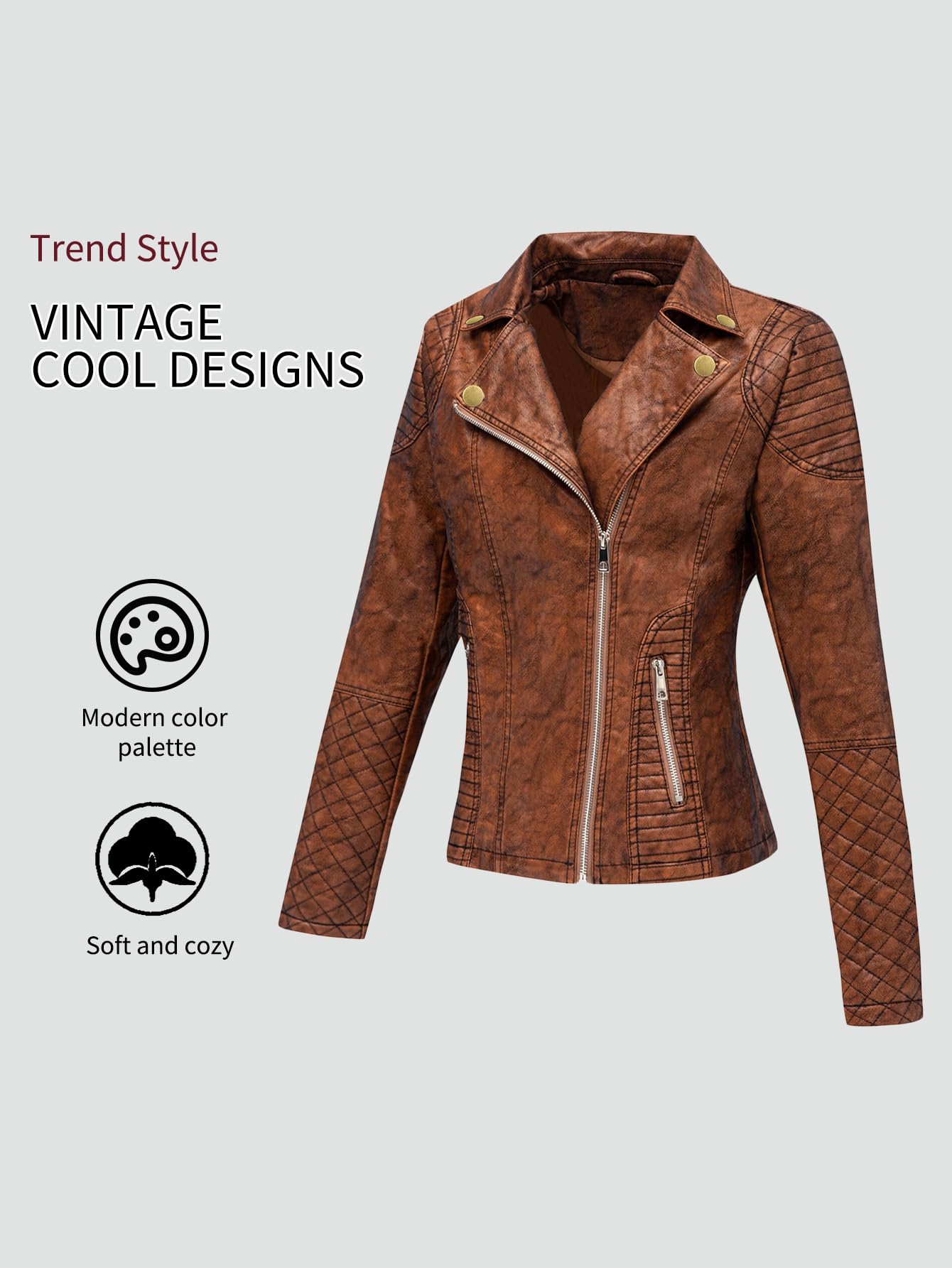 Bellivera Women's Faux Leather Casual Jacket 2026 Spring Trendy Motorcycle Outfits Lightweight Classic Coat