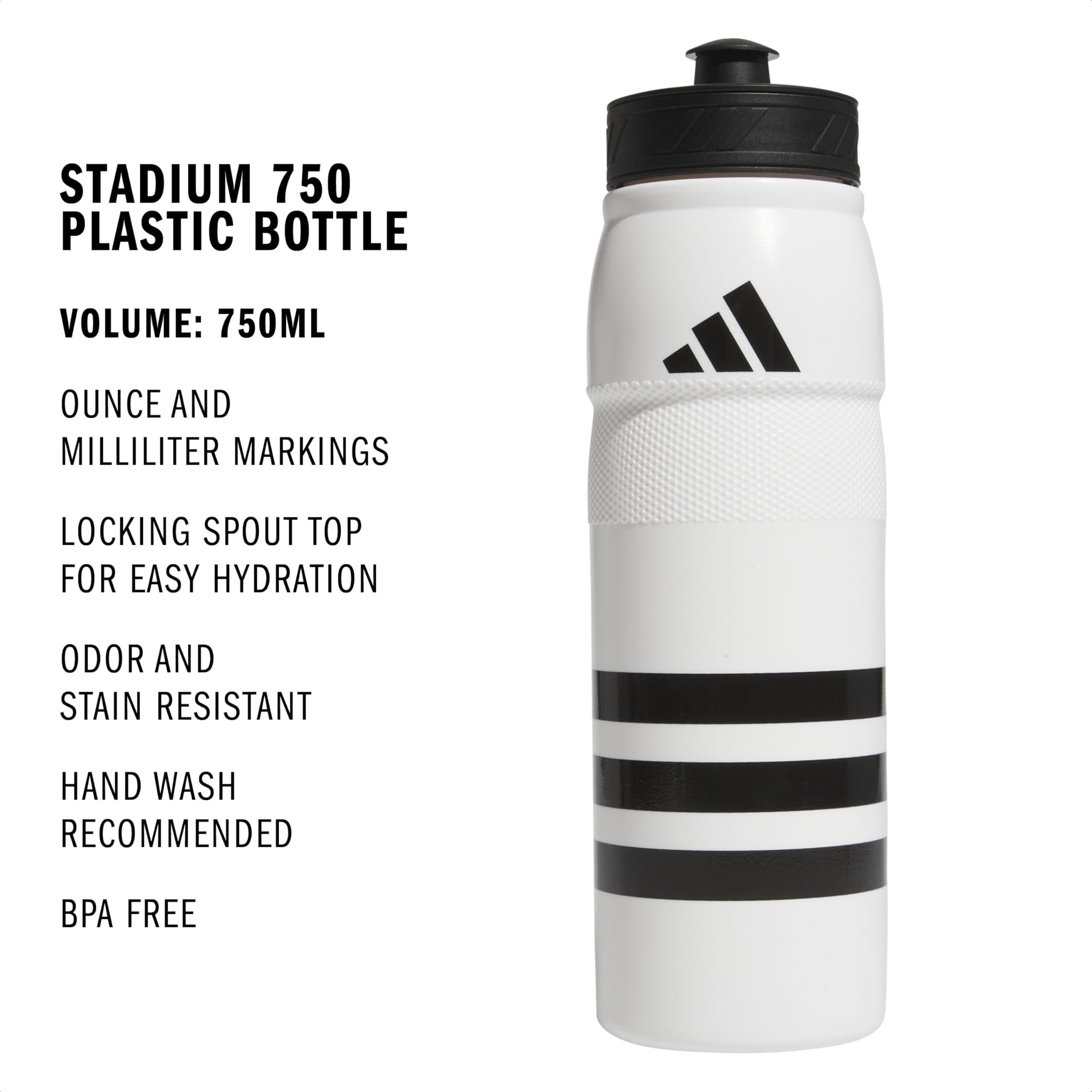 adidas 750 ML (28 oz) Stadium Refillable Plastic Sport Water Bottle