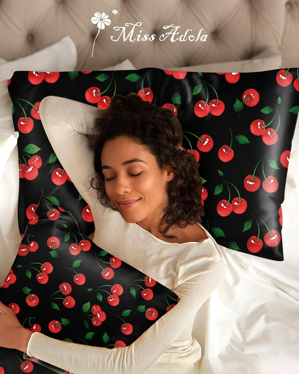 Miss Adola 2 Pack Mulberry Silk Pillowcase for Hair and Skin - Standard Size 20 x 26 Inches with Hidden Zipper Beige Flower 19 Momme Soft Sleeping Silk Pillow Case for Women, Moms