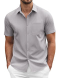 COOFANDY Men's Short Sleeve Casual Button Down Shirt Business Untucked Dress Shirts with Pocket