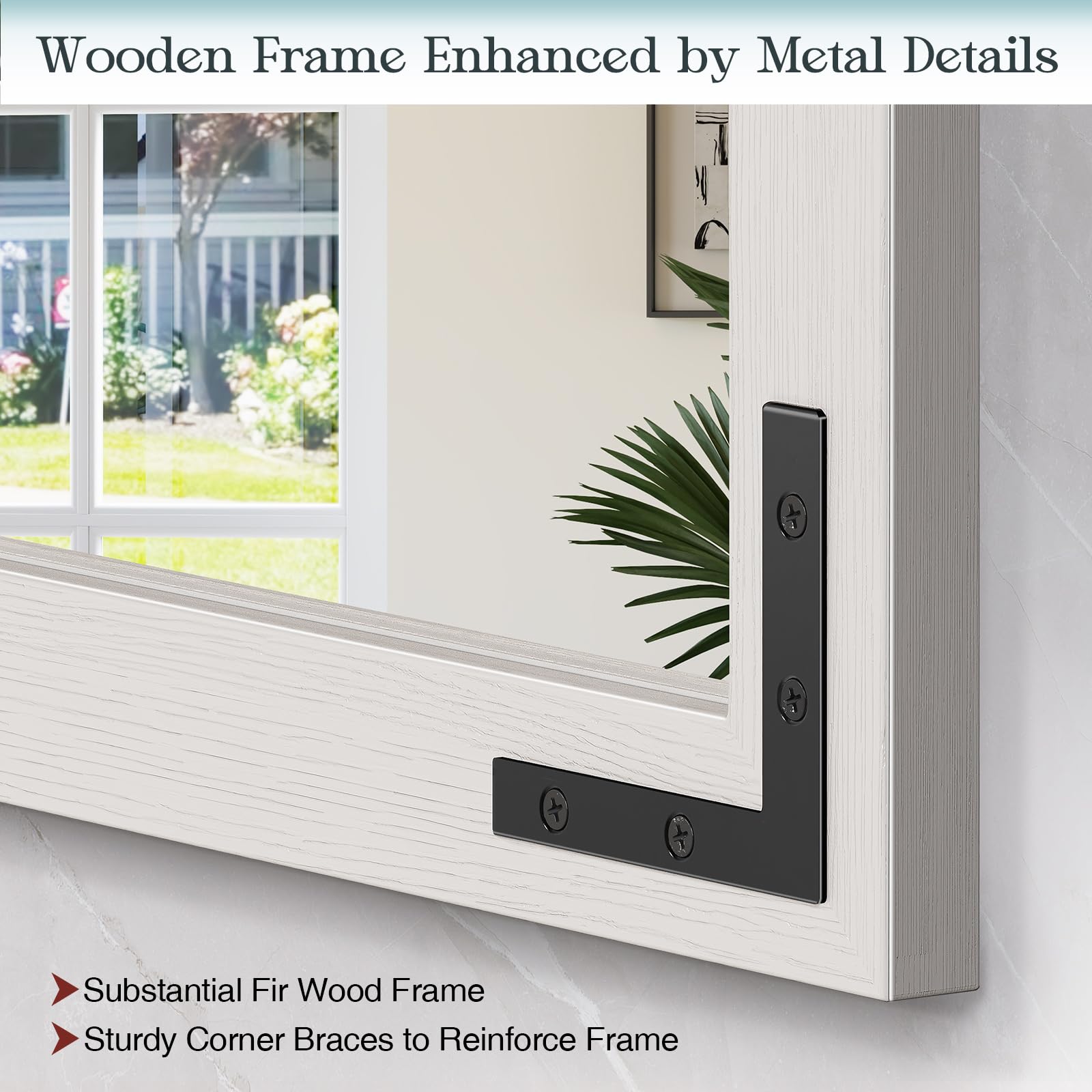 Farmhouse Mirror 41x26 Inch, Black Rustic Bathroom Mirror, Vanity Wood Framed Rectangular Wall Decorative Mirrors for Entryway, Living Room, Bedroom