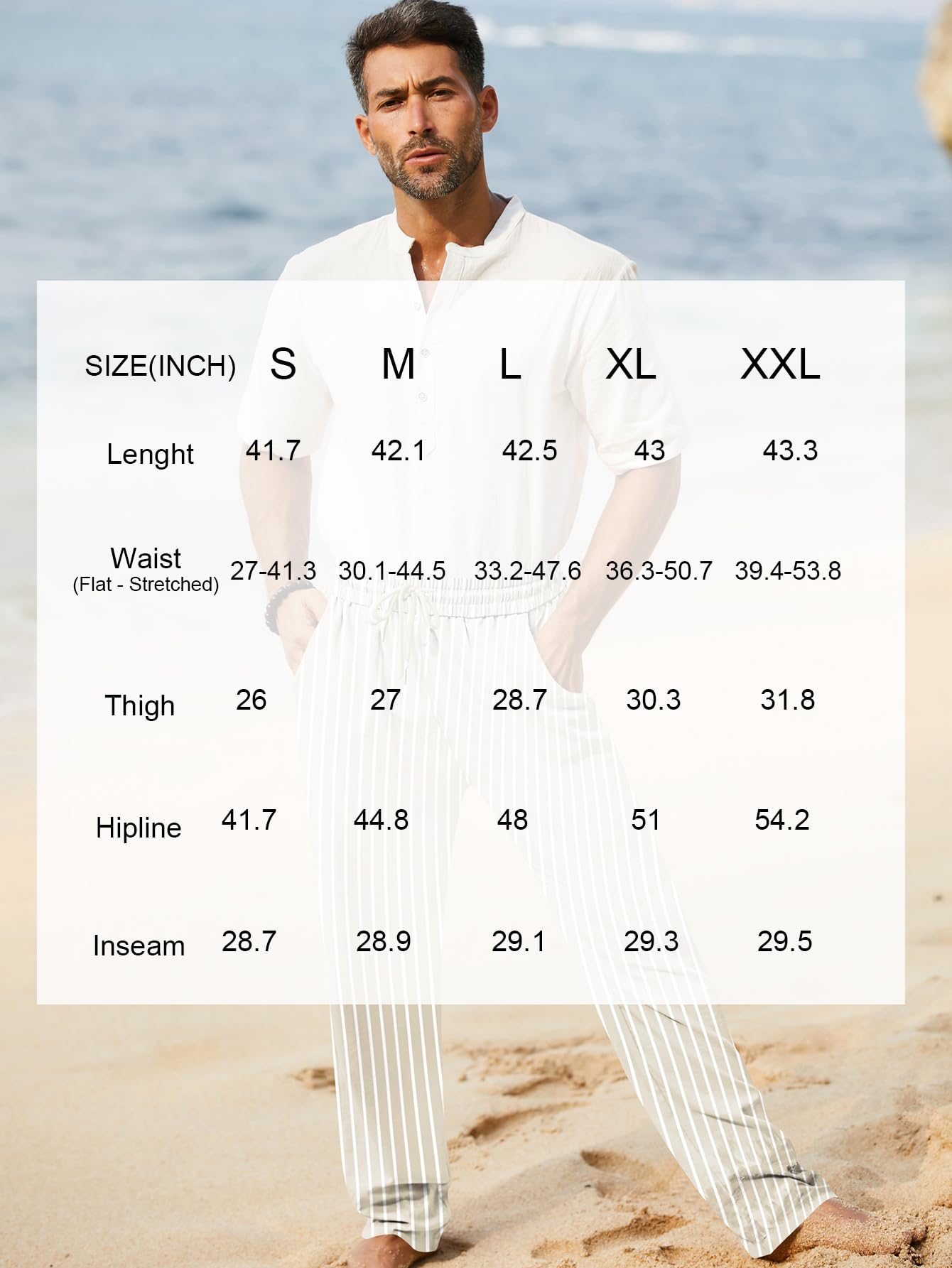 iWoo Linen Pants Men Casual 2025 Summer Beach Elastic Drawstring Waist Yoga Pants Travel Baggy Work Pant Pajama