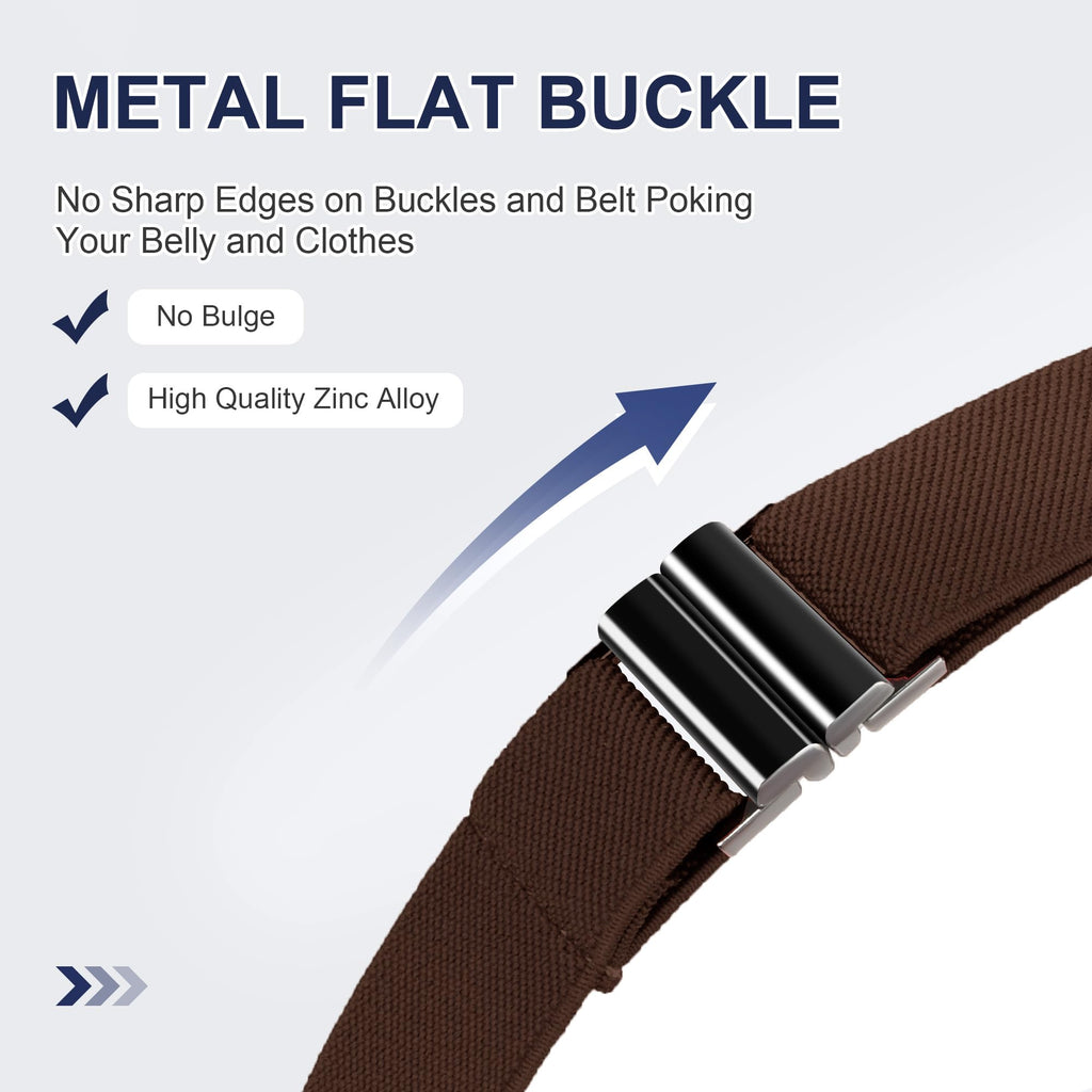 TOURZOO No Show Invisible Belt for Women/Men Elastic Web Strap Waist Stretch Belt with Flat Buckle for Jeans Pants Dresses