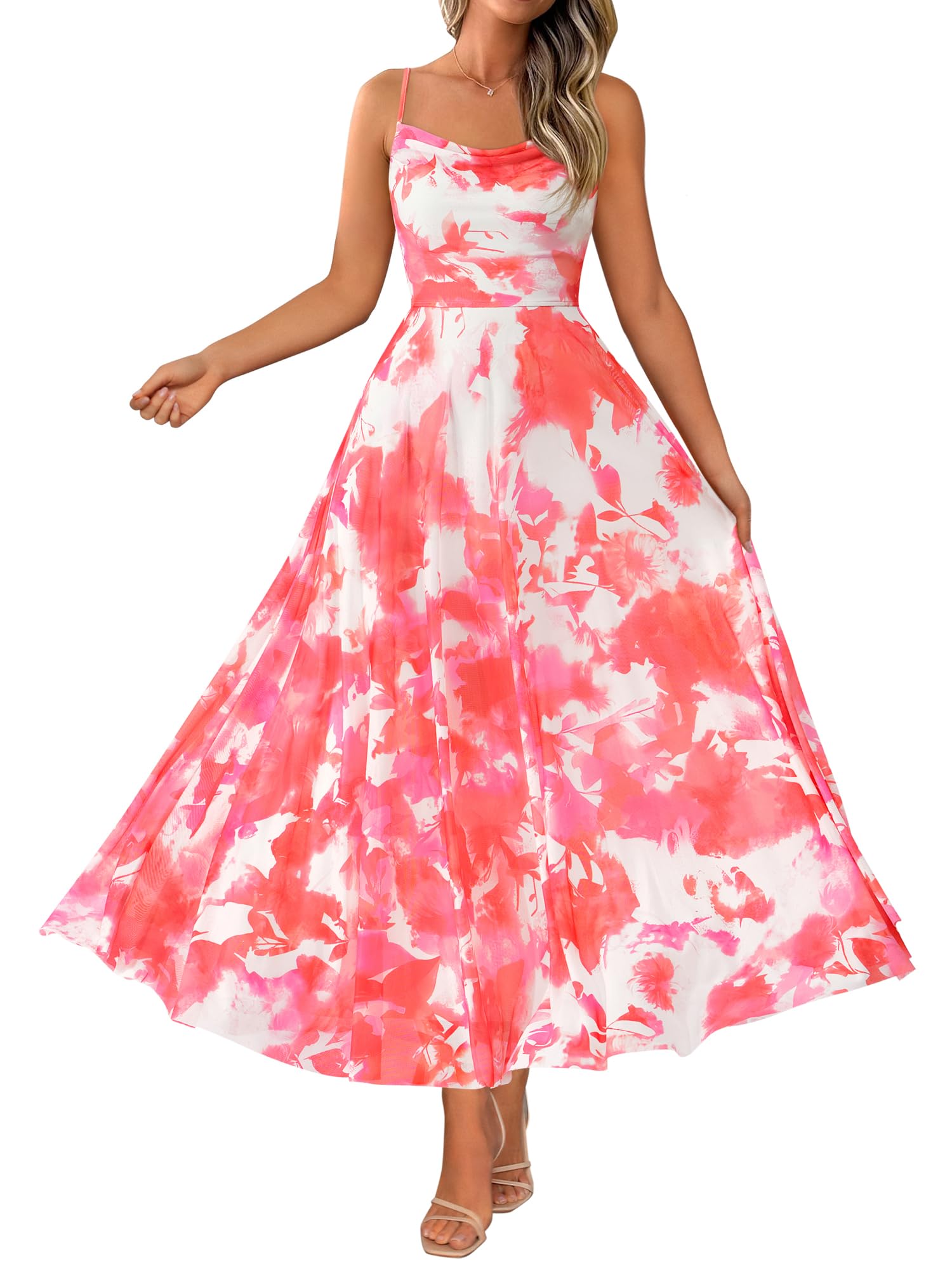 BTFBM Women Summer Floral Maxi Dresses Elegant Spaghetti Strap Dress Printed Party Dress Beach Long Dresses