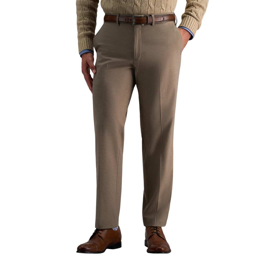 J.M. Haggar Mens 4-Way Stretch Straight Fit Flat Front Dress Pant