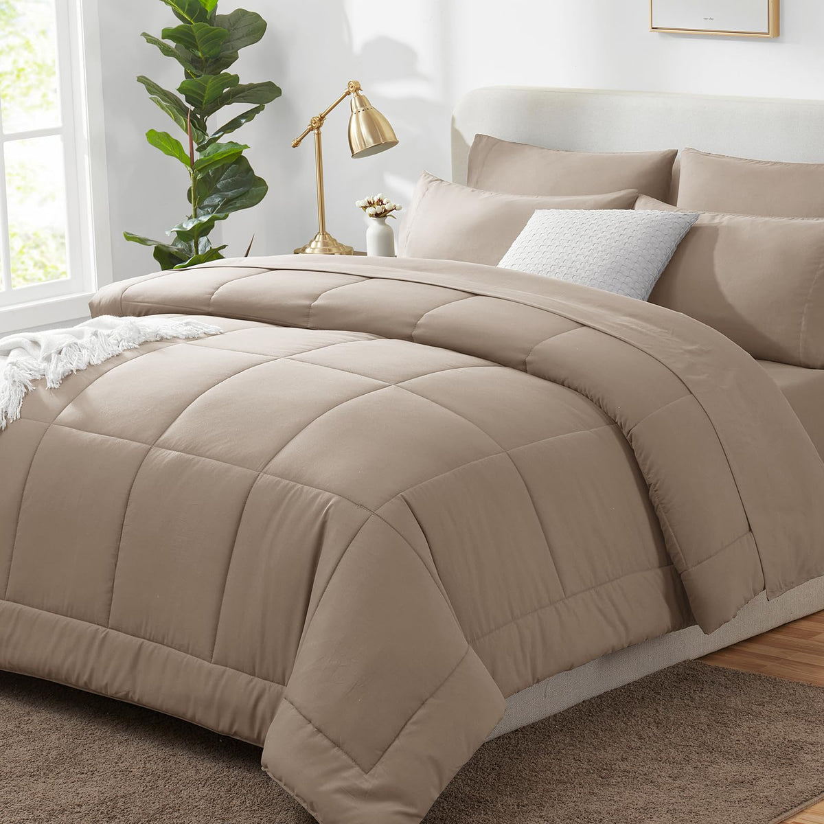 CozyLux Twin XL Comforter Set Baby Blue, 5 Pieces Twin Extra Long Bed in a Bag for College Dorm, All Season Bedding Set with Stitch Quilted Comforter, Flat Sheet, Fitted Sheet, Pillowcases