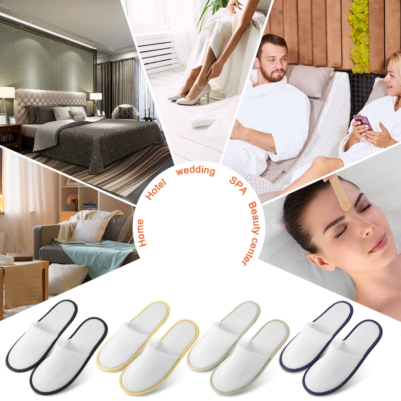 Geyoga 24 Pairs Disposable Slippers for Guests Bulk 2 Size Cotton Soft Spa Hotel House Slippers for Women Men Wedding Party Shoeless Home Indoor Travel