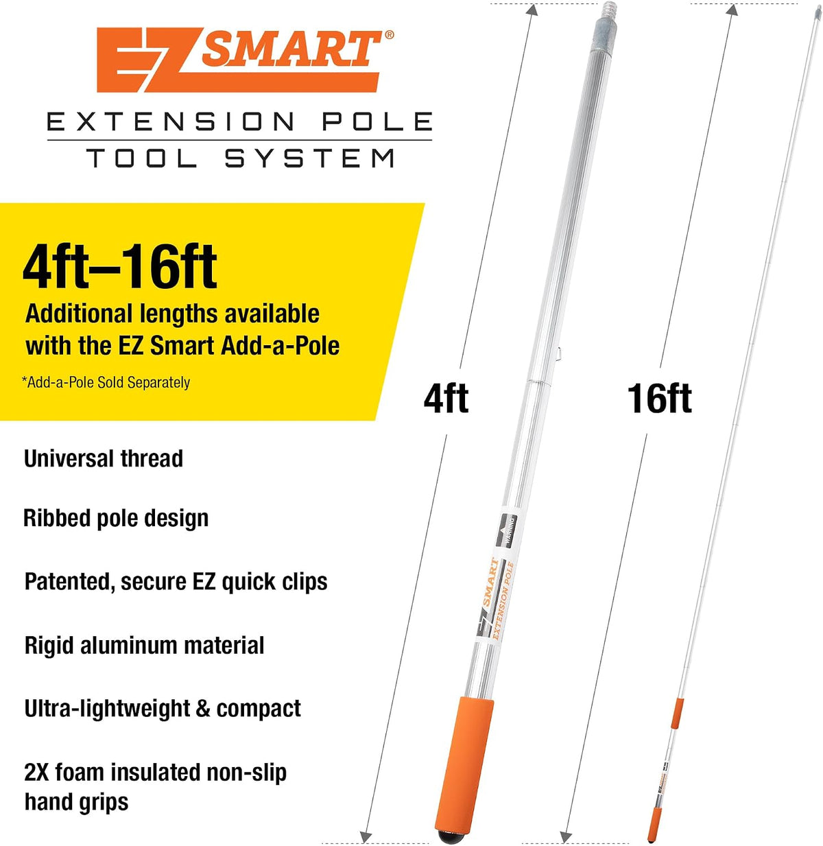 16 ft Sectional Aluminum Extension Pole