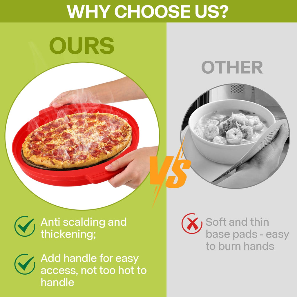 Microwave Splatter Cover for Food with Anti-scald Base Plate,Large Plastic & Silicone Vented Avoid Scalding Collapsible Guard Lid, Plate Holder & Kitchen Colander for Meal Prep-10.7 Inch (2 Pcs BRed)