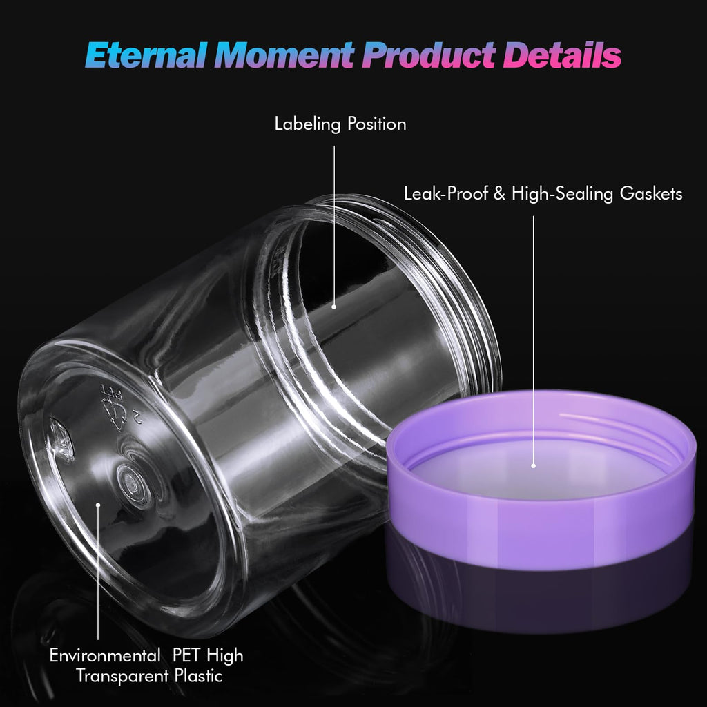 Eternal Moment 36 Pack 1 OZ Plastic Jars Round Clear Cosmetic Container Jars with Lids, Perfect for Lotion, Cream, Ointments, Makeup, Eye Shadow, Rhinestone, Samples, Pot, Travel Storage
