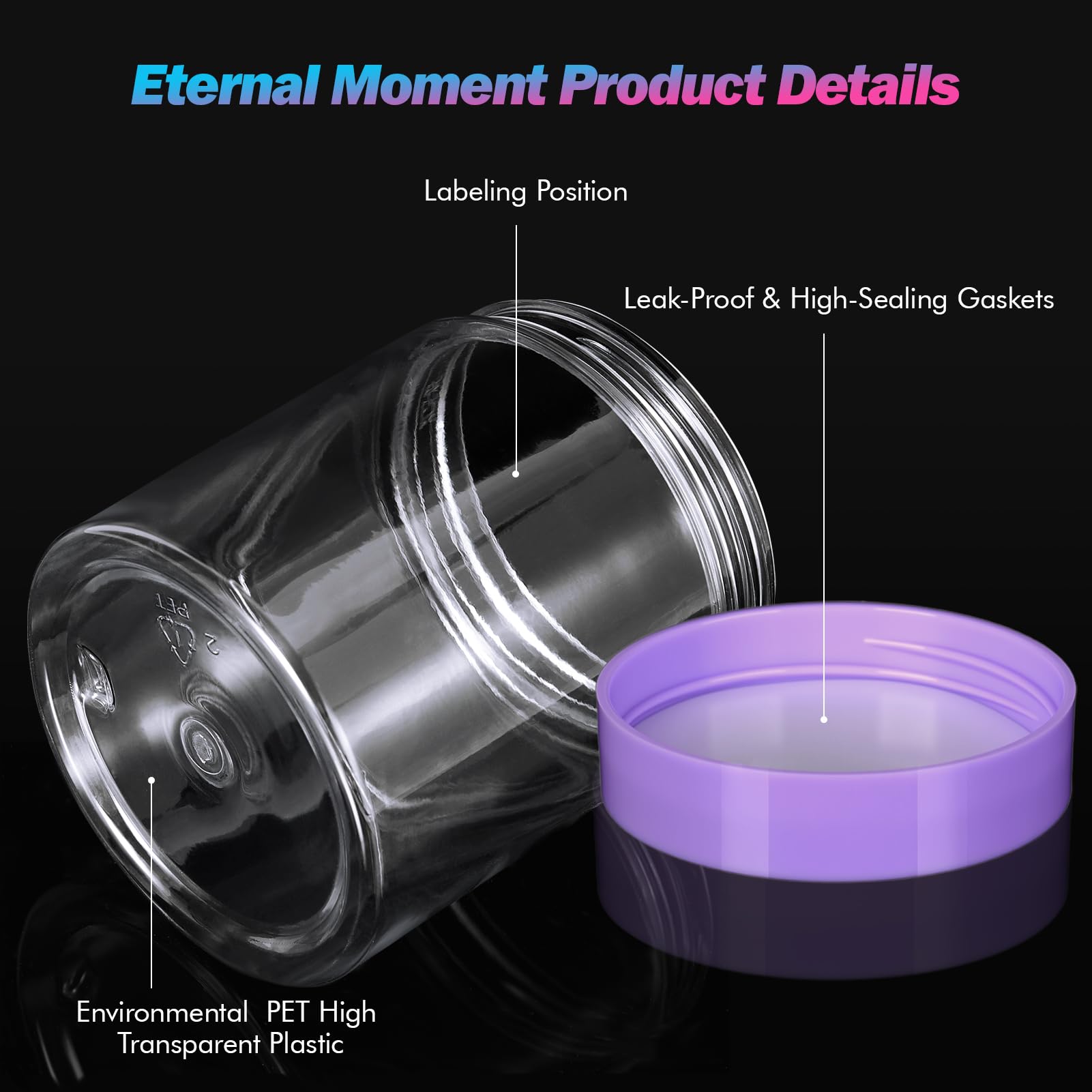 Eternal Moment 36 Pack 1 OZ Plastic Jars Round Clear Cosmetic Container Jars with Lids, Perfect for Lotion, Cream, Ointments, Makeup, Eye Shadow, Rhinestone, Samples, Pot, Travel Storage