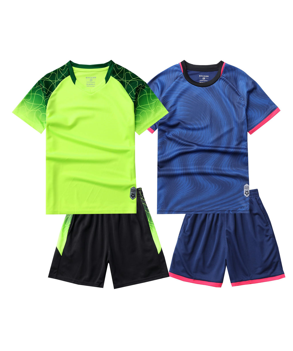 M2C Boys 2-Pack Jersey Soccer Knit Set Sport Team Uniform Shirt and Shorts