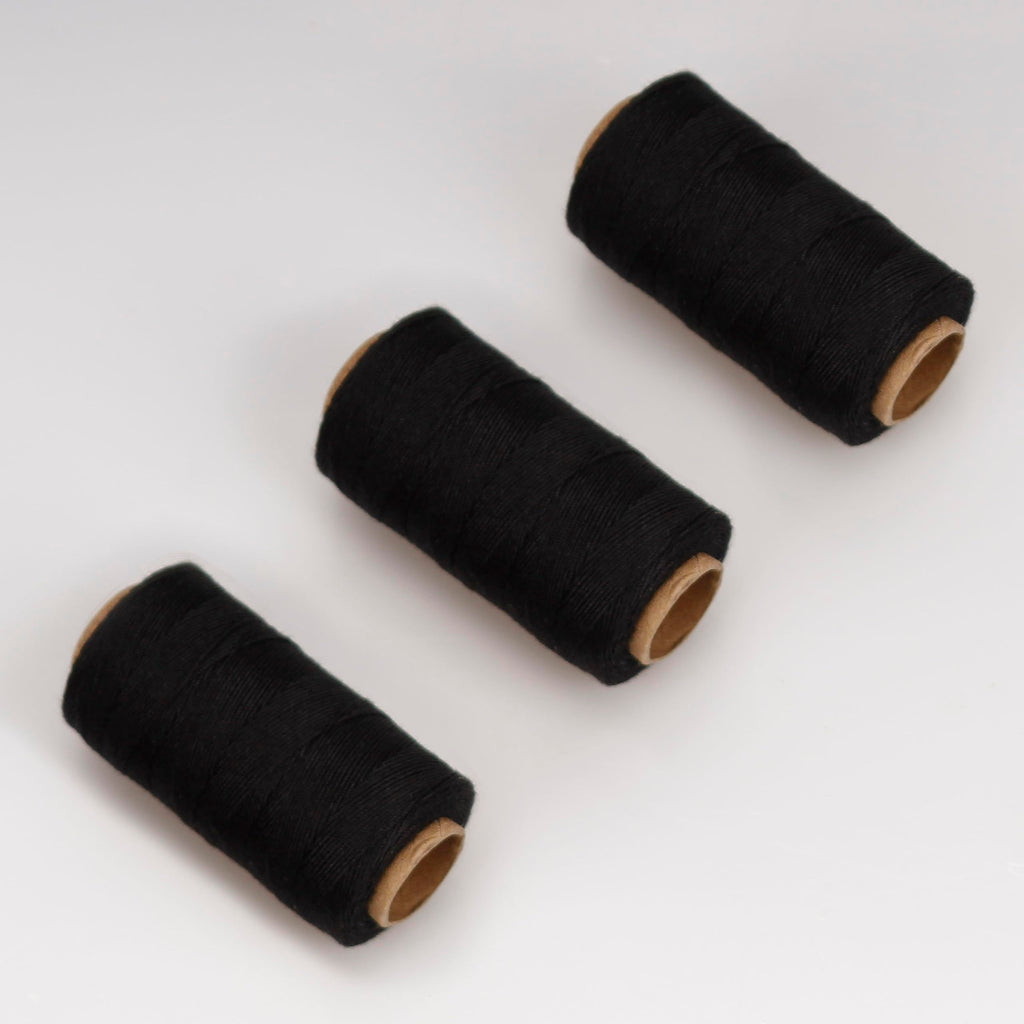 Lusecarl Polyester Thread 110 Yards Each Spool for Hair Extensions 3 Rolls Hair Weave Sewing Threads for Hand Sewing, Hair Extensions, Making Wigs DIY (3 Thread, Black)