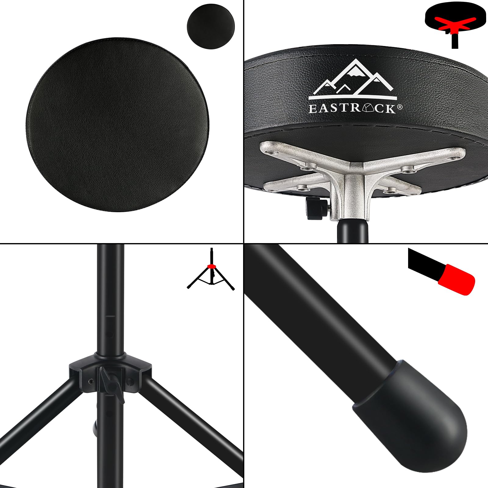 EASTROCK Drum Throne,Padded Drum Seat Drumming Stools with Anti-Slip Feet for Adults and Kids Drummers (Black)