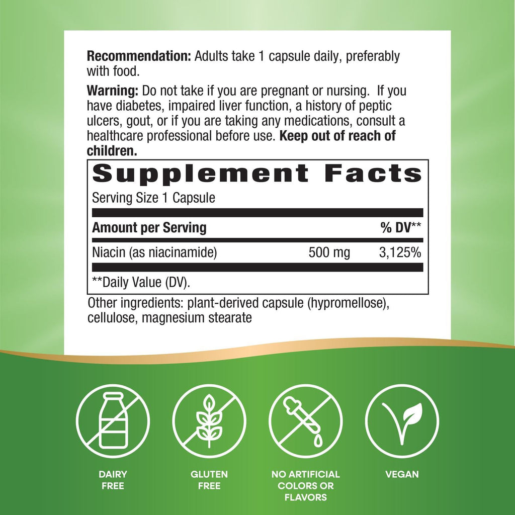 Nature's Way, Niacinamide, 500 mg, 100 Capsules