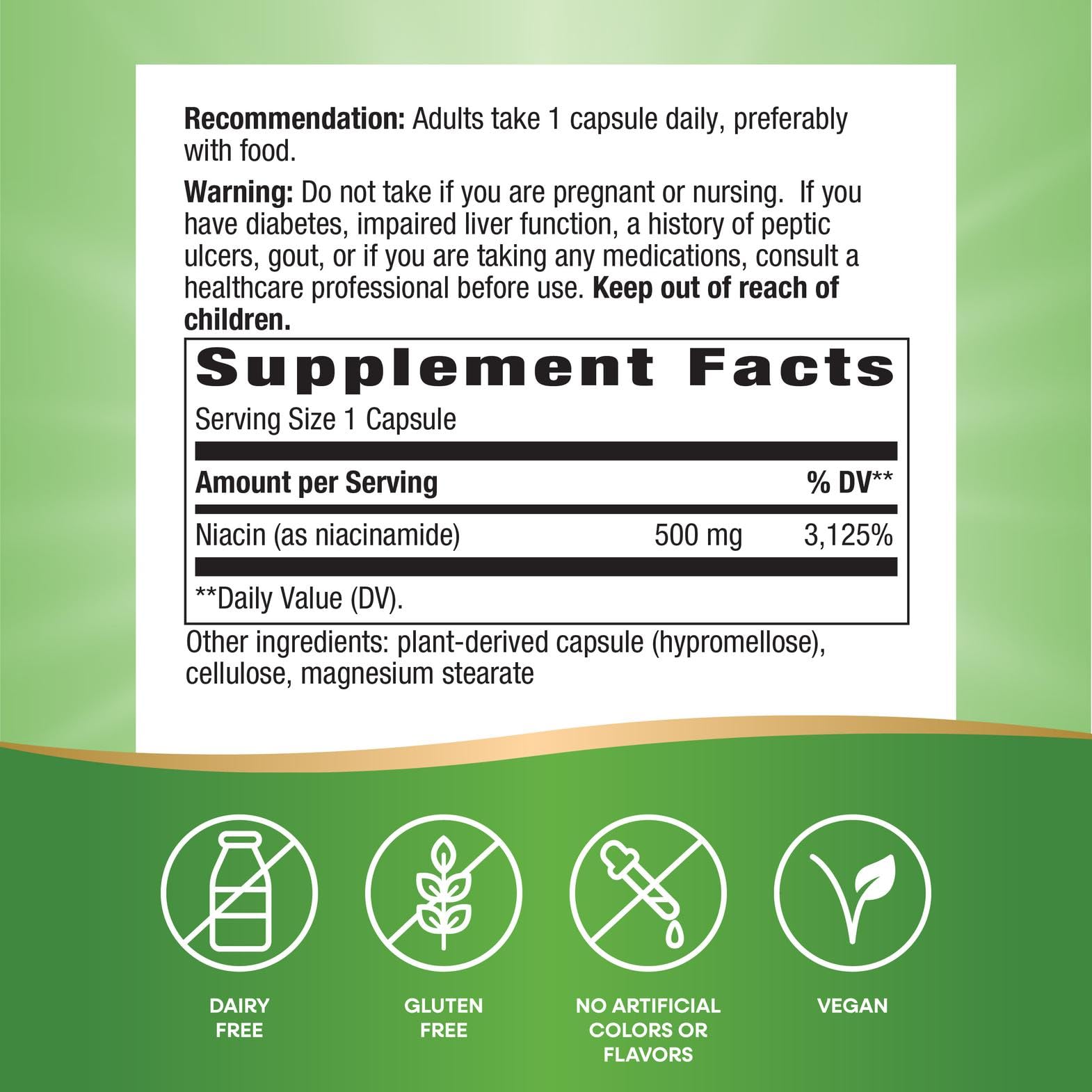 Nature's Way, Niacinamide, 500 mg, 100 Capsules