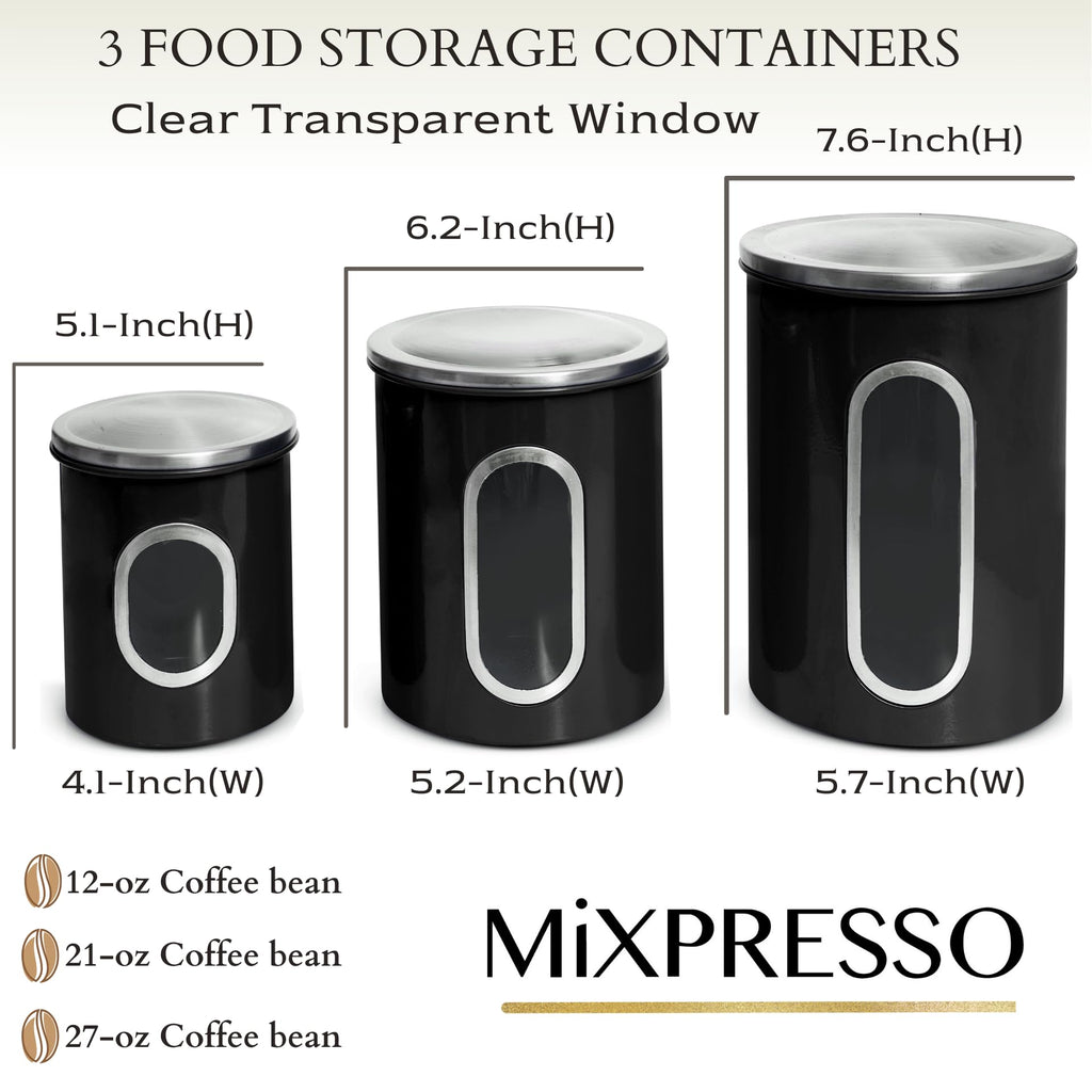 Mixpresso 3-Piece Aqua Blue Canisters Sets For The Kitchen, Airtight Canister Set With See Through Window, Storage Jars for Coffee Container, Tea Organizer & Sugar Canister, Kitchen Canisters