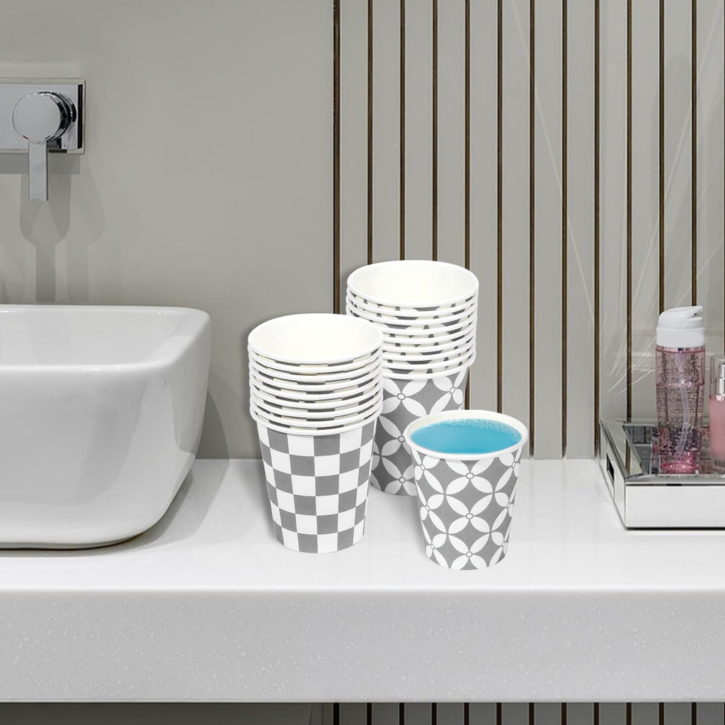 BYSNOW 100 Pack 3 oz Paper Cups, Disposable Bathroom Cups, Small Mouthwash Cups, Mini Paper Cups for Bathroom, White 100Pack