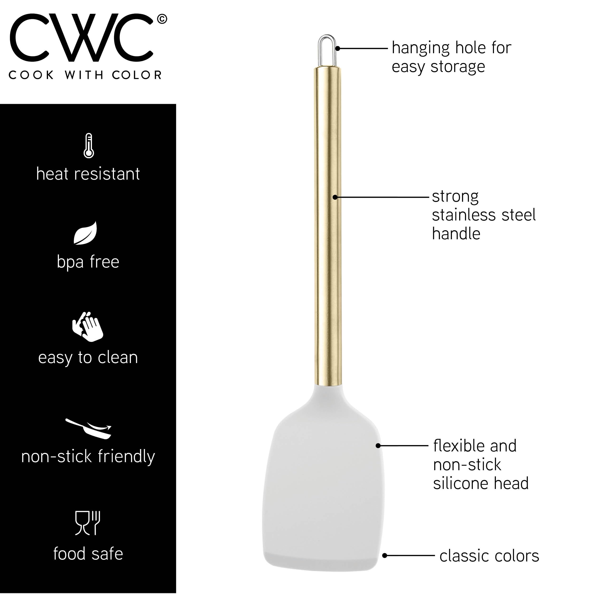 COOK WITH COLOR Silicone Cooking Utensils, Kitchen Utensil Set, Easy to Clean Silicone Kitchen Utensils, Cooking Utensils for Nonstick Cookware, Kitchen Gadgets Set with Holder, 10 Pieces