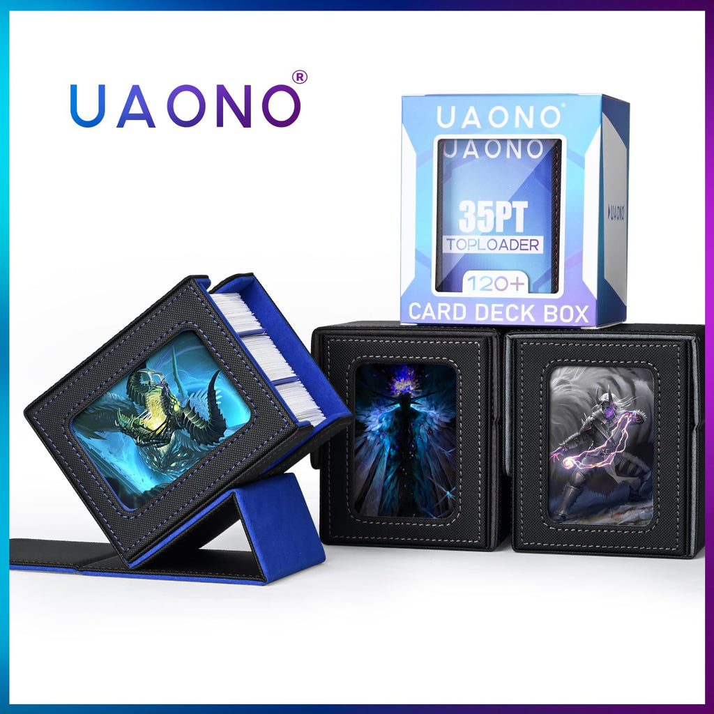 UAONO 4 Pack MTG Commander Deck Box, Independent Commander Display, Fits 400 Double-Sleeved Cards, Magnetic Deck Case for Magic the Gathering TCG, 8 Dividers & 4 Top Loaders (4 Color)
