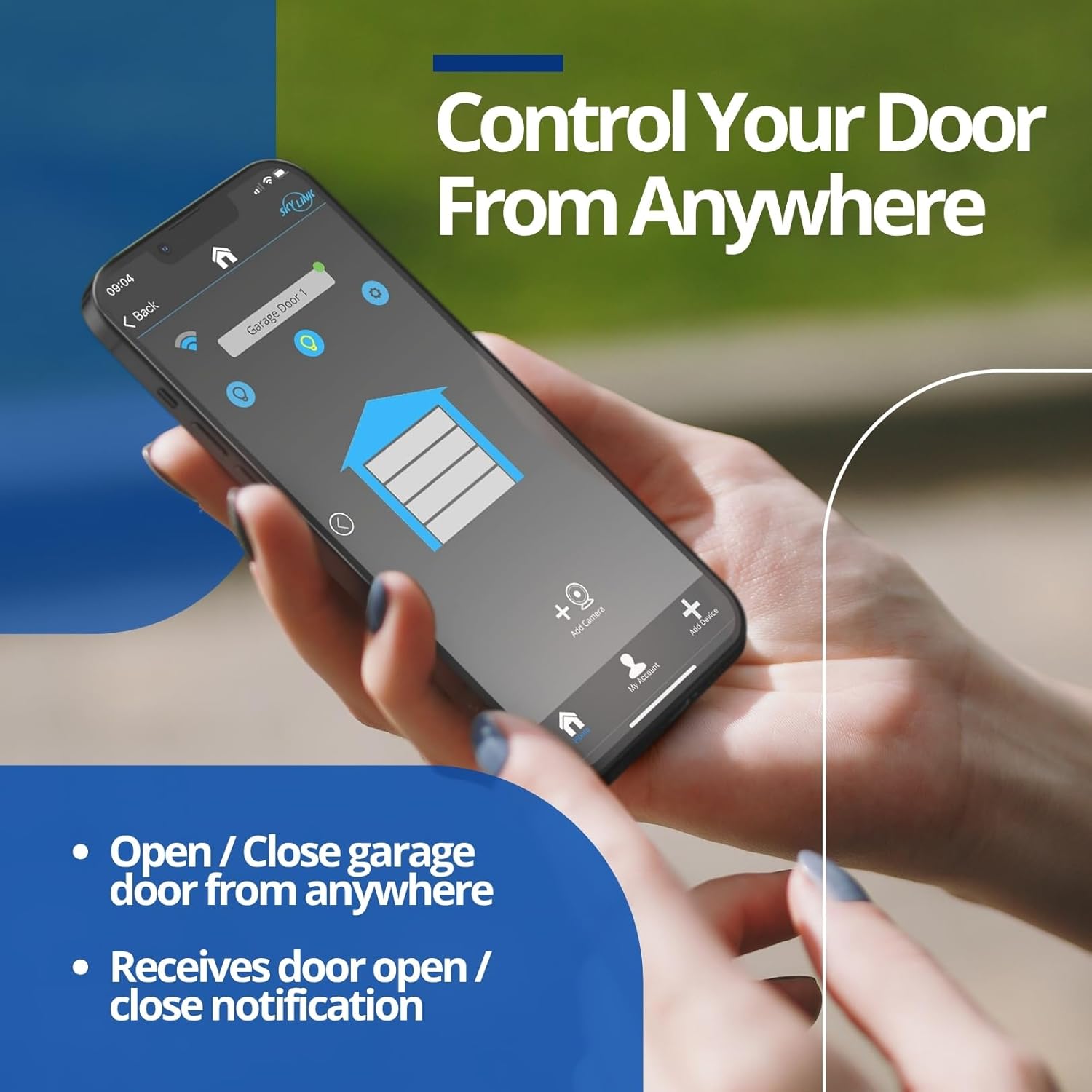 Skylink G2 Wall Mount Garage Door Opener with Built-in WiFi, Quiet & Compact, No Rail No Chain Garage Door Opener for Residential Sectional Garage Doors