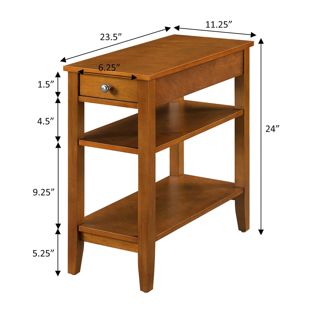 Convenience Concepts American Heritage Chairside End Table with Drawer 23.5" - Classic Living Room Table with Storage Shelf, Bedroom Nightstand, Black