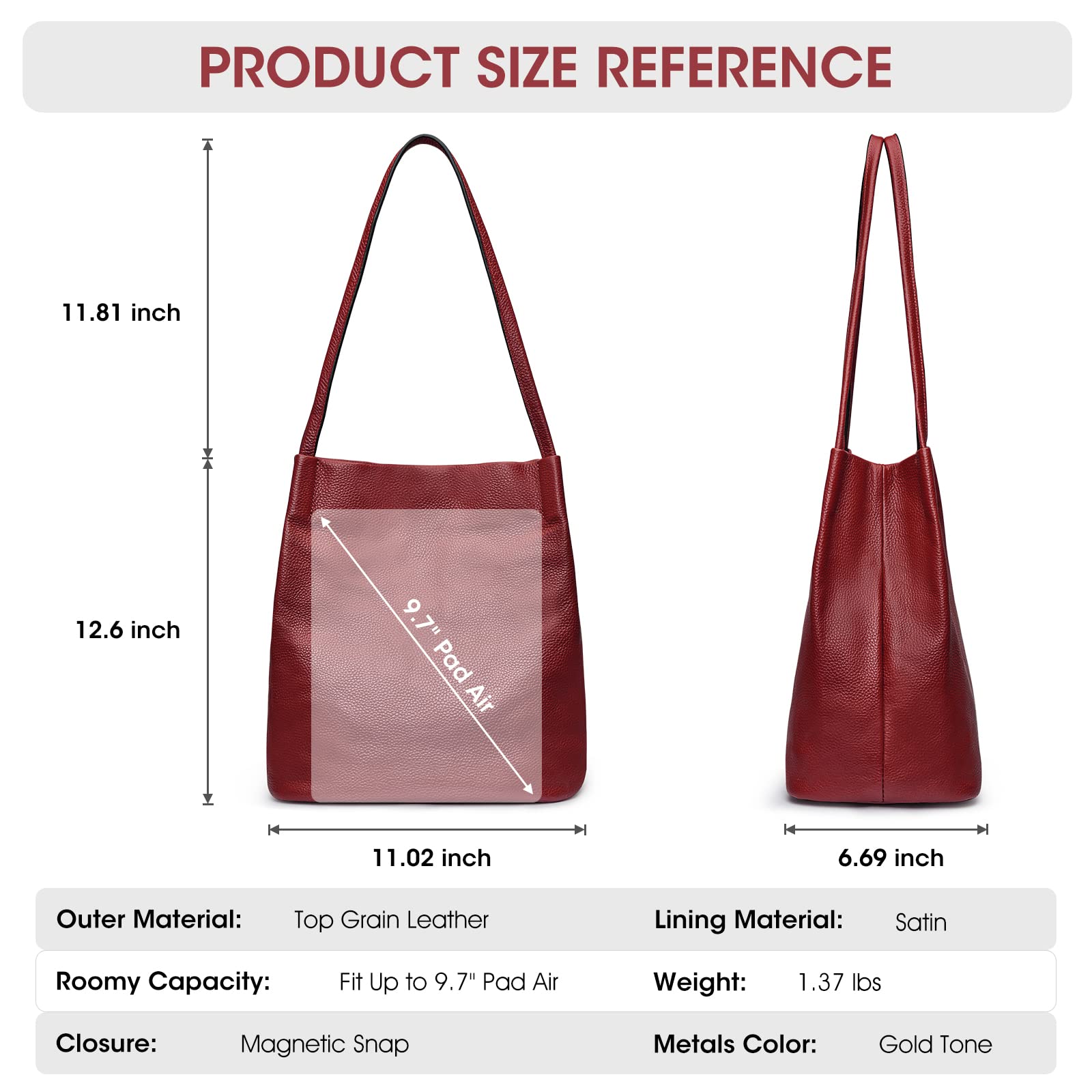 Kattee Women Soft Genuine Leather Totes Shoulder Bag Purses and Handbags with Top Magnetic Snap Closure